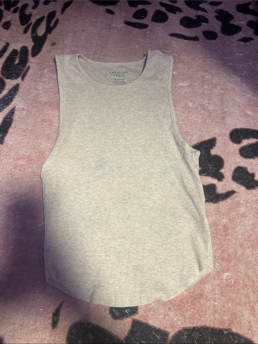 American Eagle Outfitters Beige Ribbed Tank Top